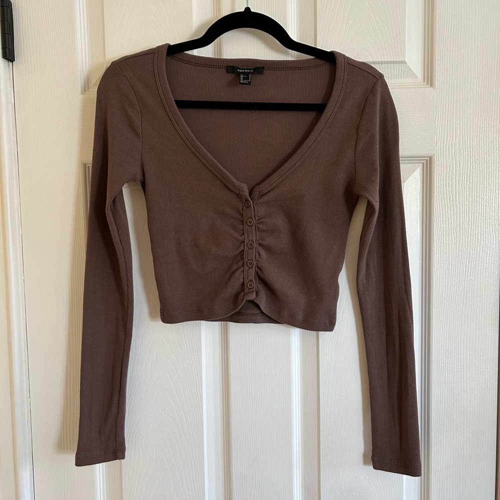 forever 21 button up crop top